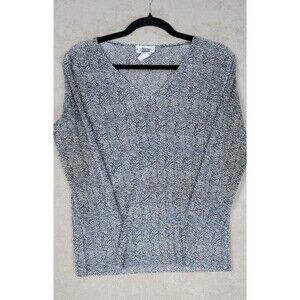 EC Designs Women's Long Sleeve Top V-Neck Pullover Leopard Print Blouse Size M